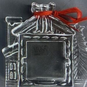 Mikasa Silver Holiday Ornament with Red Ribbon